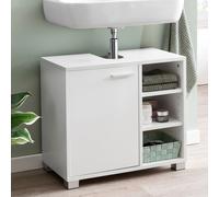 FineBuy Mobile Base Lavabo 60x55x32 cm Bianco con 1 Ante e 3 Scomparti Aperti