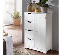 Finebuy Mobiletto Bagno Salvaspazio Bianco 56x83x30 cm Armadio con 4 Cassetti