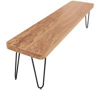 FineBuy Panca da Pranzo 160 cm Legno Massello Acacia e Metallo Stile Moderno | Sala da Pranzo a Panca Marrone | Panca da Cucina Panca da Tavolo da Pranzo