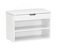 FineBuy Panca Portascarpe 60x30x40 cm Bianca Vano Contenitore