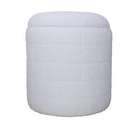 FineBuy - Pouf con spazio di archiviazione, 40 x 40 x 45 cm, rotondo, in tessuto, bianco, con coperchio rimovibile, imbottito, moderno, per soggiorno