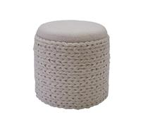 FineBuy - Pouf con vano portaoggetti in lana, rotondo, 40 x 40 x 45 cm, con coperchio rimovibile, realizzato a mano, in stile boho, colore: Panna