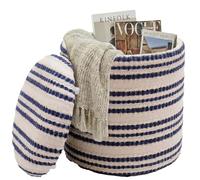 FineBuy Pouf Rotondo 40 cm Cotone Beige, Boho Vano Contenitore