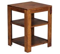FineBuy Scaffale 44x44x60 cm Sheesham Massello con 3 Ripiani Marrone | scaffale in vero legno con 2 aperto scomparti, tavolino per soggiorno e corridoio, tavolino, pezzo unico fatto a mano