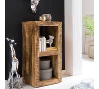 FineBuy Scaffale Legno Massiccio Mango 45x90x35 cm con Due vani portaoggetti | Ripiano in Legno in Stile Rustico | Scaffale in Piedi libreria Marrone