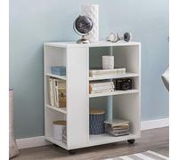 FineBuy Scaffale Ruote 60x35x75 cm Legno Bianco Ruote, Scaffale da Cucina | mobile scaffale con 6 scomparti, come tavolino porta telefono e libreria utilizzabile, carrello per cucina e ufficio
