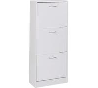 FineBuy Scarpiera a Ribalta 50x24x125 cm Bianca, 3 Scomparti per 18 Paia