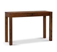 FineBuy - Scrivania 118 x 40 x 76 cm, in legno massello Sheesham, scrivania per computer con cassetto, scrivania per ufficio, ufficio, in legno massiccio, sottile, salvaspazio, per laptop, studio,