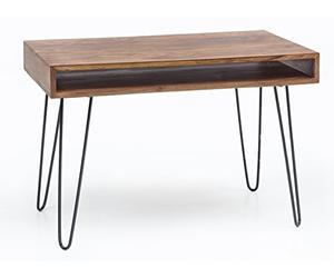 FineBuy Scrivania Piccola PC Legno Massello 110x60x76 cm con Ripiano Retro | Tavolo da Ufficio per Computer | Scrittorio Cameretta