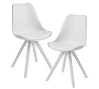 FineBuy Sedia da Pranzo Set di 2 retrò Bianca, Sedia da Cucina Similpelle