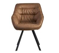 FineBuy Sedia da pranzo Tessuto Metallo Moderno Imbottito Cucina con Braccioli