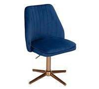 FineBuy Sedia da Scrivania Velluto Blu, Sedia Girevole Senza Ruote