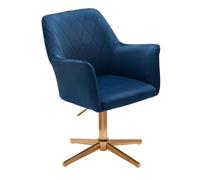 FineBuy Sedia da Scrivania Velluto Blu, Sedia Girevole Senza Ruote