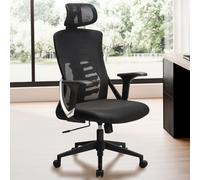 FineBuy Sedia Girevole da Scrivania per Ufficio Nera Tessuto Braccioli e Ruote