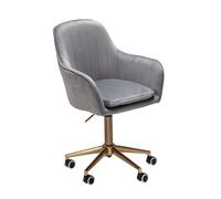 FineBuy Sedia Girevole Grigio Velluto Poltrona Scrivania 85-105 cm | Design Sedia con Ruote | Sedia Ufficio con Braccioli Imbottita Studio 120 kg