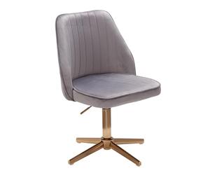 FineBuy Sedia Girevole Grigio Velluto Poltrona Scrivania Ergonomica 80-100 cm | Design Sedia Senza Ruote | Sedia Ufficio Imbottita Studio 120 kg