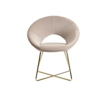 FineBuy Sedia per Sala da Pranzo Beige Velluto e Metallo Moderne Sedia | Design Sedia da Cucina Imbottito | Sala da Pranzo Poltroncina