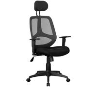 FineBuy Sedia Ufficio Tessuto Nero Poltrona Scrivania Ergonomica | Design Sedia con Ruote & Braccioli | Sedia Girevole Imbottita Studio