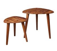 FineBuy Set di 2 Tavolini Legno Massello Sheesham | Tavolini Estraibili Stile Moderne | Tavolino da caffè Mobili in Legno | Divano Tavolo Due Parti
