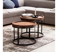 FineBuy Set di 2 tavolini Tavoli da salotto Piccoli Rotondo Tavolini da caffè