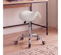 FineBuy Sgabello a Sella Menton Similpelle Bianco con Ruote