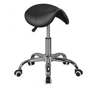 FineBuy Sgabello a Sella Menton Similpelle Nero con Ruote