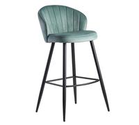 FineBuy Sgabello Bar Velluto/Metallo Verde Chiaro Scandinavio 56x102,5x52,5 cm | Sgabello da Cucina Sedia Alta con Schienale | capacità di carico Massima: 110 kg
