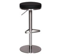 FineBuy Sgabello da Bar Acciaio Inox Nero, Regolabile in Altezza 57-82 cm