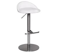 FineBuy Sgabello da Bar Bianco Finta Pelle/Acciaio Inossidabile Altezza del Sedile 54-79 cm | Sgabello Moderno Imbottito | Ruotabile a 360°