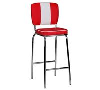FineBuy Sgabello da Bar Rosso e Bianco American Diner Ecopelle e Metallo | Sgabello con Schienale Moderno Imbottito | Altezza del Sedile 76 cm
