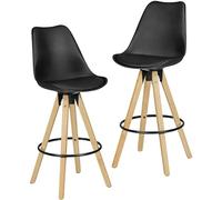 FineBuy Sgabello da Bar Set di 2 Tessuto Nero Schienale