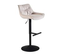 FineBuy Sgabello da Bar Velluto Beige con Schienale, Regolabile 86-106 cm