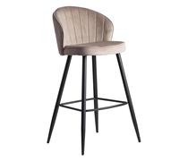 FineBuy Sgabello da Bar Velluto Beige Schienale