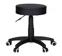 FineBuy Sgabello da Lavoro Nero con Ruote 44-55 cm Ecopelle Senza Schienale | Sgabello Girevole Regolabile in Altezza | Sgabello Officina