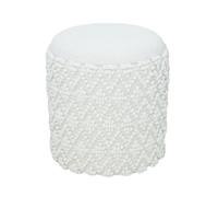 FineBuy - Sgabello rotondo in lana con vano portaoggetti, stile boho, diametro 40 cm x altezza 45 cm, seduta rimovibile, sgabello decorativo e poggiapiedi in bianco, per soggiorno, camera da letto