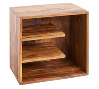 FineBuy Tavolino 43x30x43 cm Legno Massello di Sheesham, 3 Ripiani