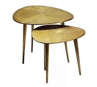 FineBuy Tavolino da Salotto Set di 2 Alluminio Oro, Organico Forma
