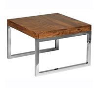 FineBuy Tavolino Legno Massello Sheesham Metallo 60 x 40 x 60 cm | Tavolo Soggiorno Stile Industriale | Tavolo Decorativo Legno Naturale | Tavolino da caffè Mobili in Legno Massiccio