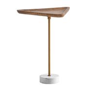 FineBuy Tavolino Mango in legno massello vero marmo, 45 x 40 x 55 cm, piccolo ripostiglio triangolare, tavolo da soggiorno moderno, divano alto