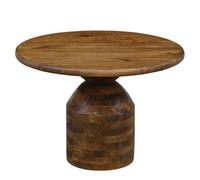 FineBuy Tavolino Rotondo 60x60x41,5 cm Mango Massello, Base a Colonna