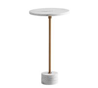 FineBuy - Tavolino rotondo in vero marmo, in metallo, 30 x 30 x 55,5 cm, colore: Bianco oro, piccolo ripostiglio rotondo, per soggiorno, moderno, in marmo