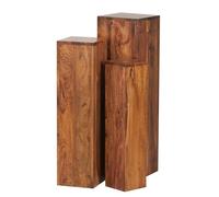 FineBuy Tavolino Set di 3 Legno Massello di Sheesham, Tavolino a Colonna