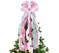 FineCheer Puntale per albero di Natale pastello, grande fiocco di Natale, rosa, blu, bianco, fiocco regalo per Natale, matrimonio, Ringraziamento, decorazione per interni ed esterni, 110 x 30 cm