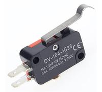 Finecorsa 5 pezzi V-154-1C25 Manico lungo Rullo a scatto Pulsante SPDT Momentaneo On-Off Micro finecorsa 15A 250V Rosso/Nero