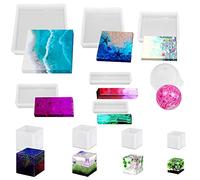 FineGood - 11 stampi in resina epossidica, in silicone, forma quadrata a sfera, per creare fiori, per conservare gioielli e sapone