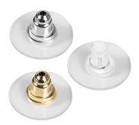 FineGood 150 paia proiettile frizione orecchino orecchino in gomma trasparente fermatende e blocchi di sicurezza - argento, oro, trasparente