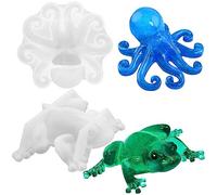 FineGood - 2 stampi in resina 3D a forma di rana, a forma di polpo e rana, stampi per resina epossidica, per fai da te, decorazione per la casa, ornamento da scrivania
