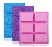 FineGood - 3 stampi per sapone per la produzione di sapone, vassoi in silicone per muffin, cupcake, torte, stampi a forma di fiore