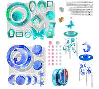 FineGood - Set di 2 Stampi in Silicone a Forma di Farfalla e Luna per Resina Epossidica - Fai da Te, Regali e Decorazioni per la Casa