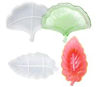 FineGood - Set di 2 stampi in silicone a forma di foglia, per vassoio in resina, gioielli, portacandele, portasapone, resina, per decorazioni artistiche e per la casa